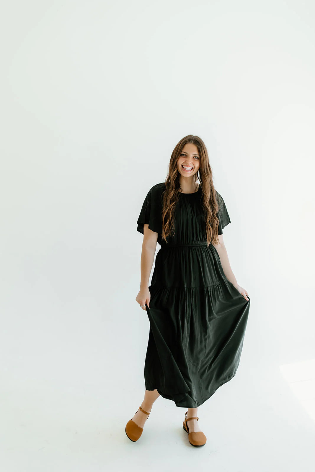 angie dress. flowy dress. black dress