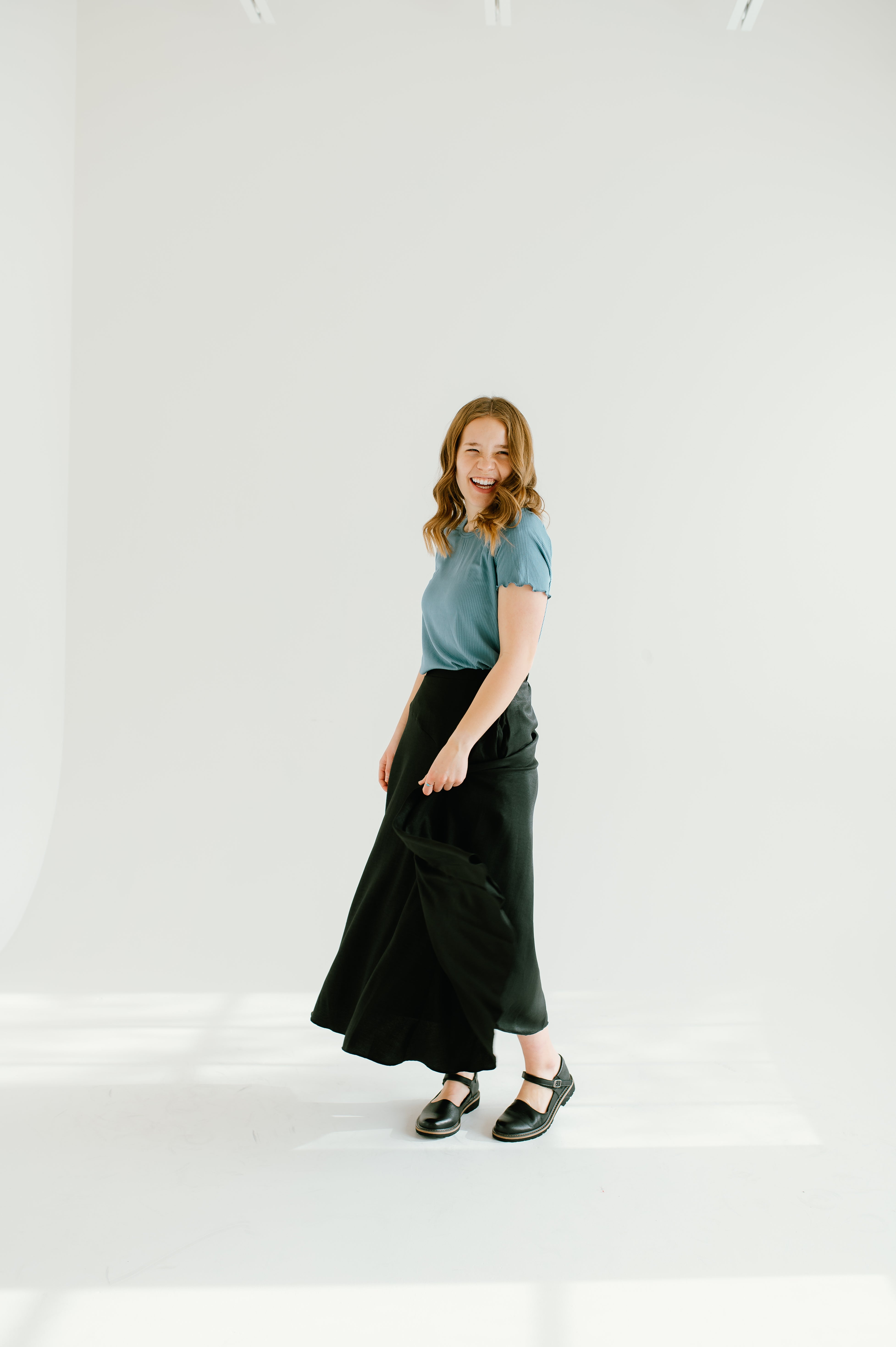 black flowy modest skirt