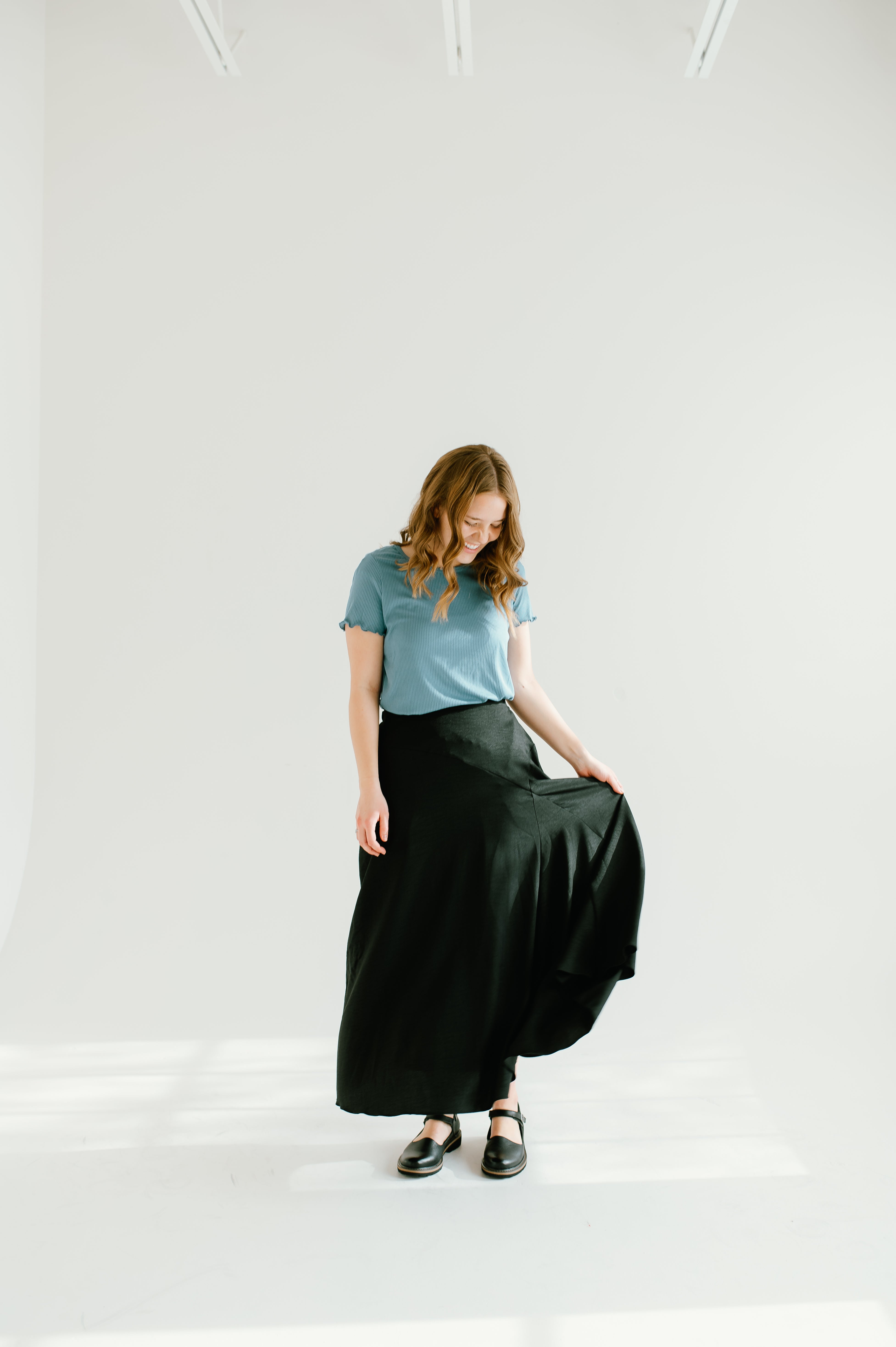 black flowy modest skirt