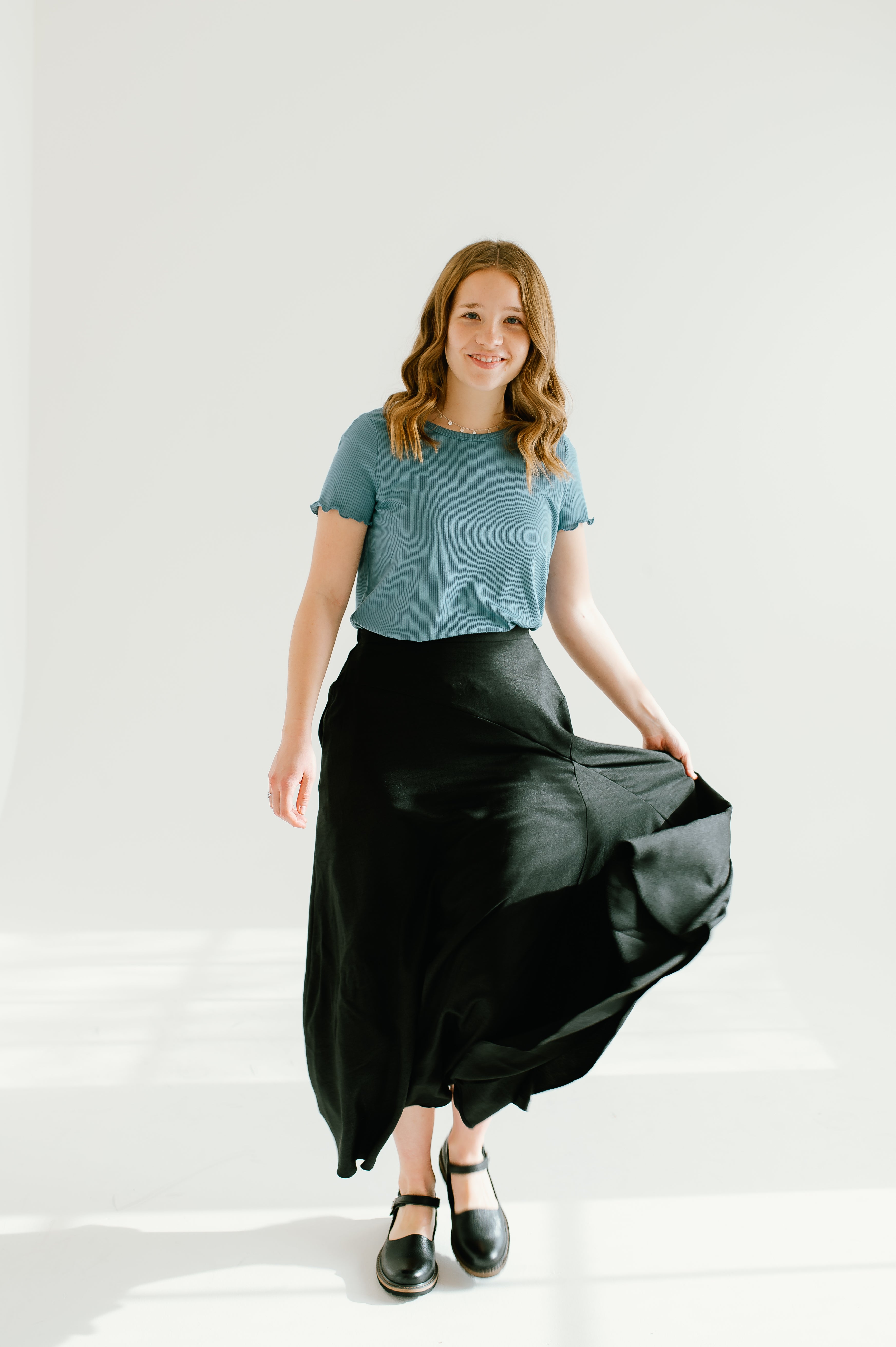 black flowy modest skirt