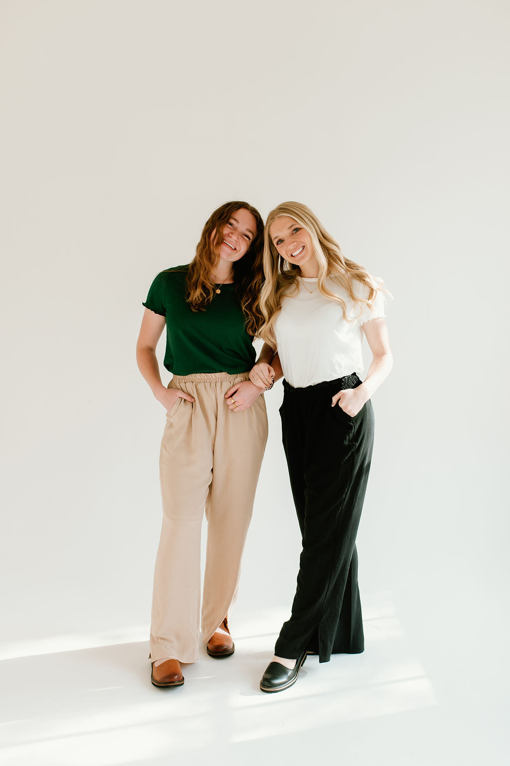 ribbed green and white top