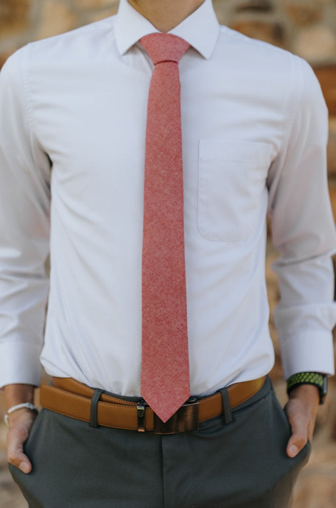 R&B Red Tie w/ Small White Twill