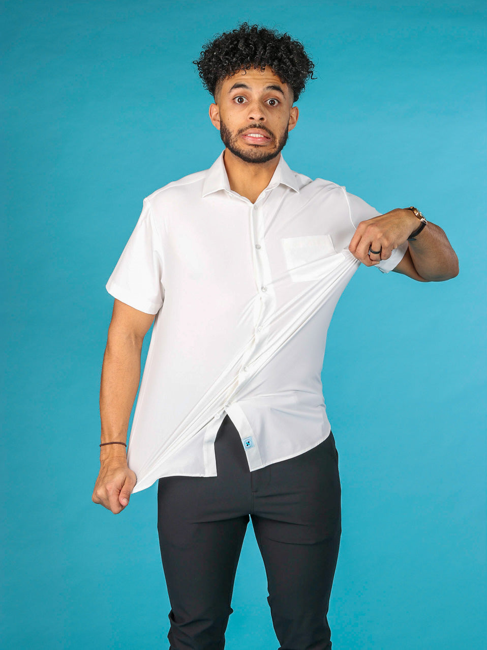 white short sleeve dress shirt