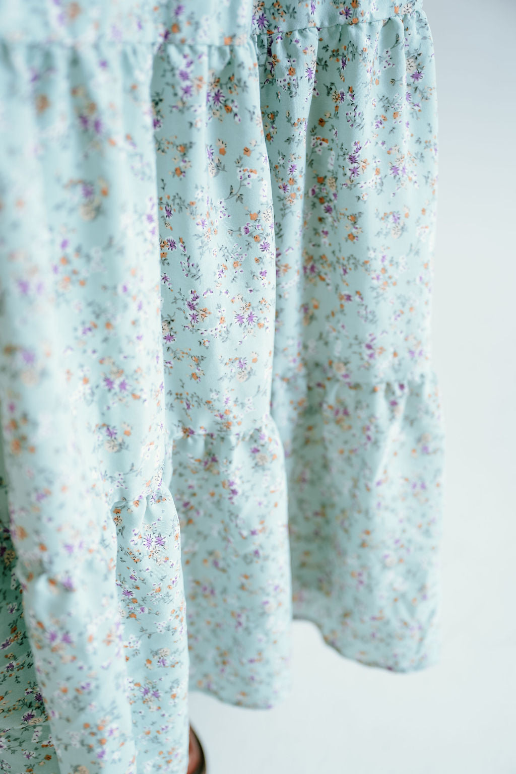 flowy tiered floral midi skirt