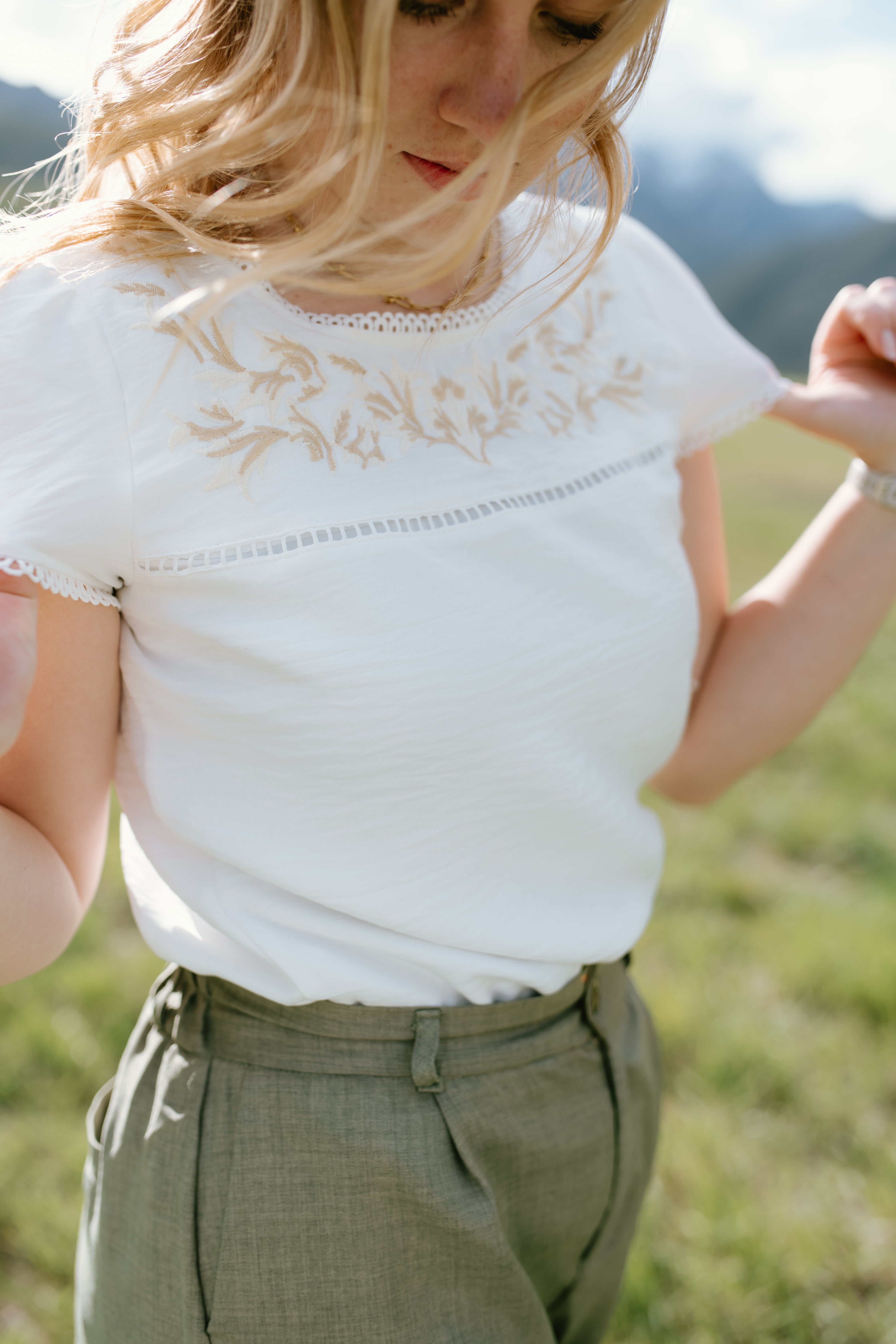 Hampton Top from Southern Made Market featuring delicate embroidery and a relaxed fit for casual summer style.