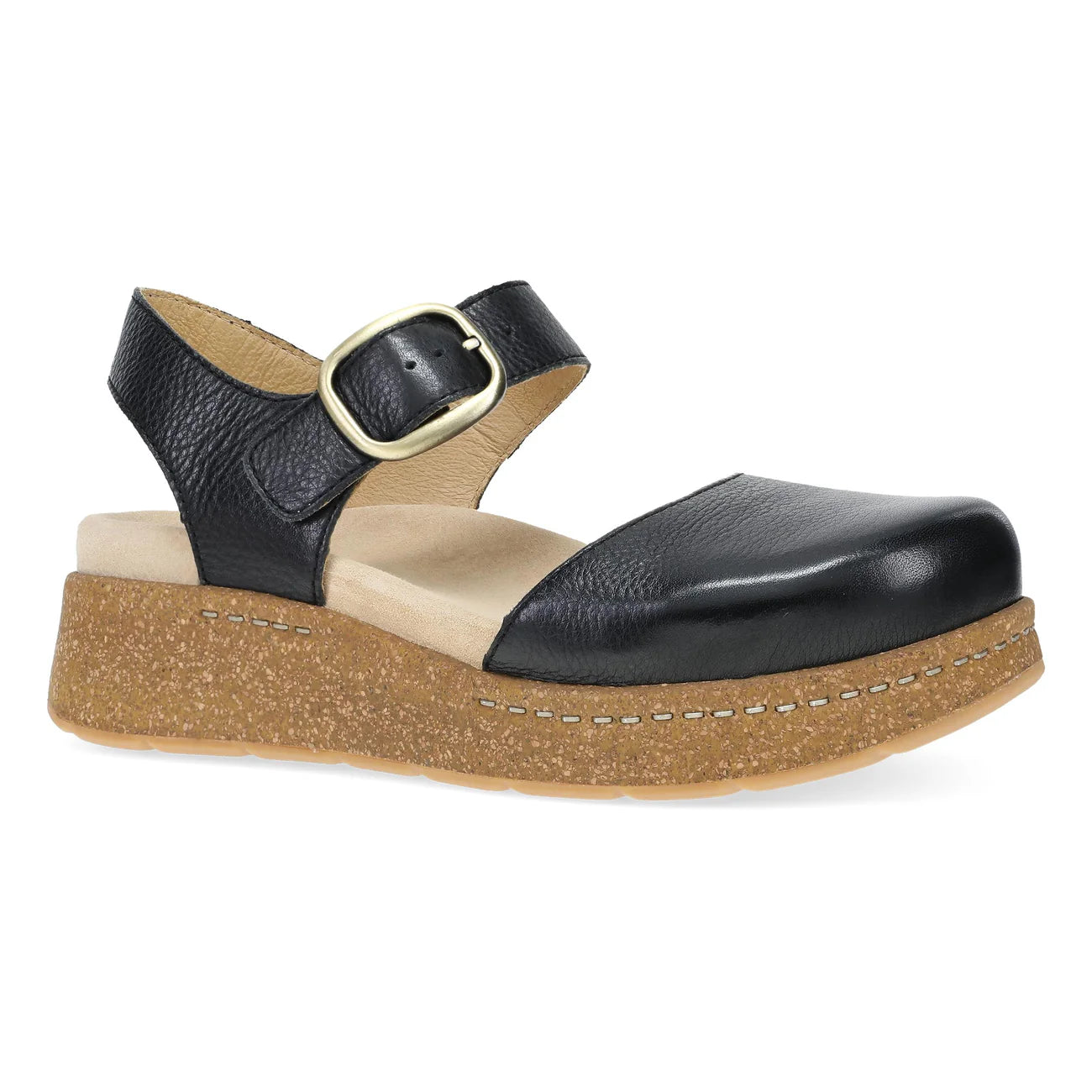 black closed toed platform sandal