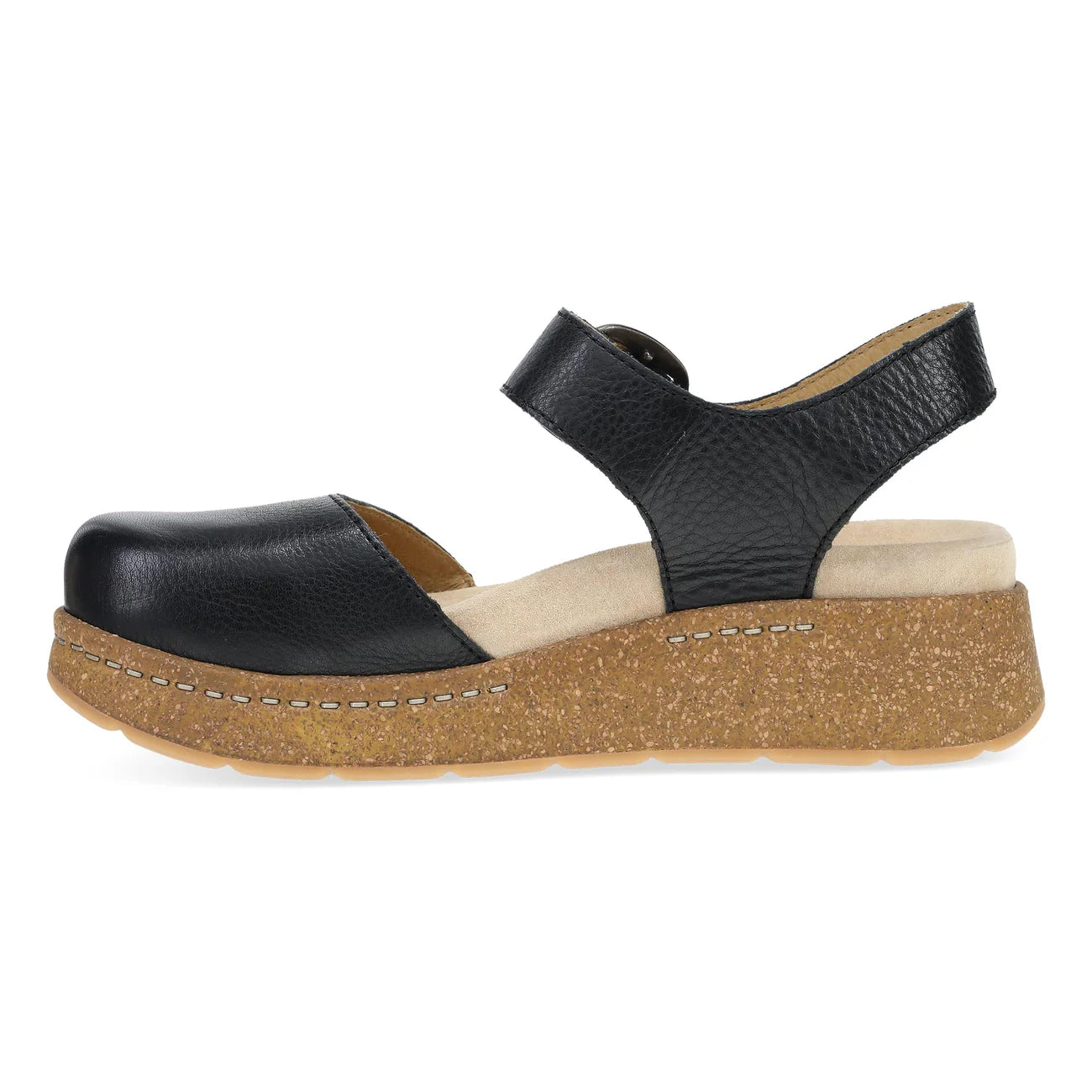 black closed toed platform sandal