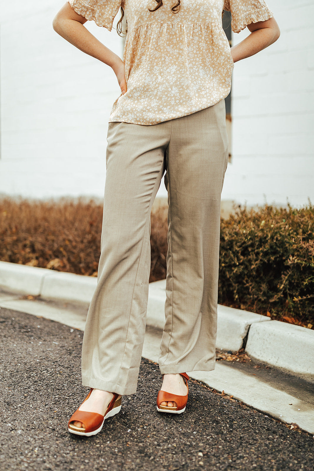 Ladies Flat Front Pant - Ladies Premier Pull-On Pant Cobblestone