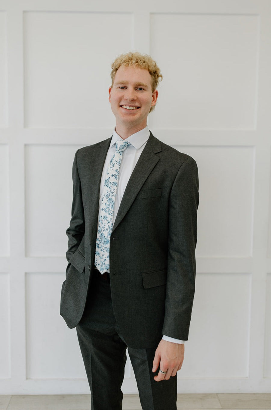 Man wearing charcoal suit