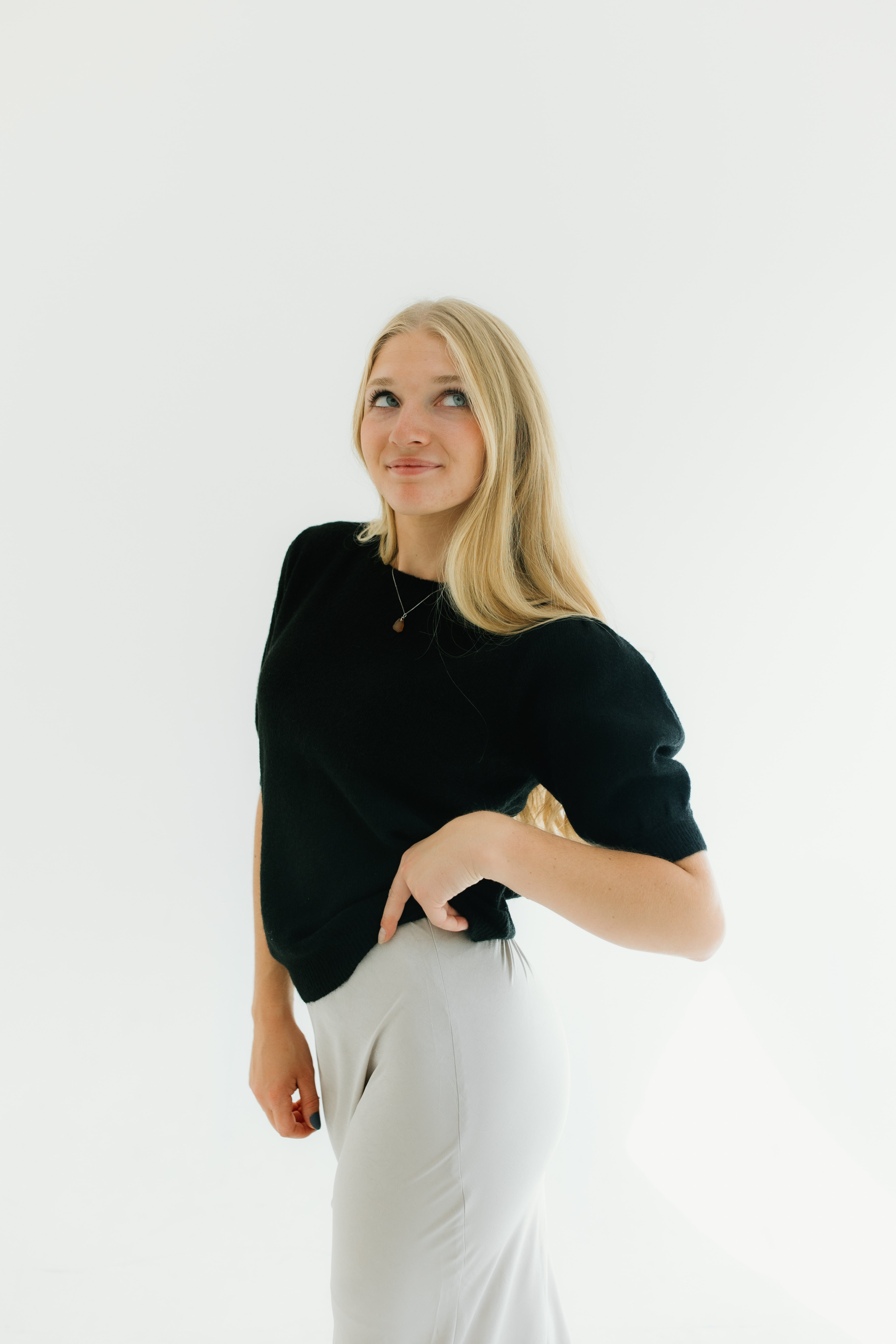 black short sleeve sweater