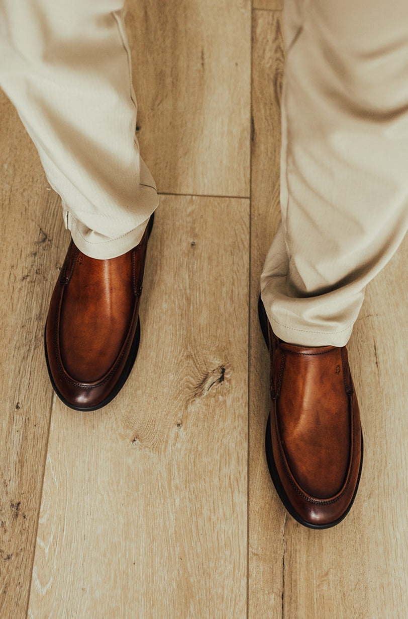 Robbins & Brooks Shoes - Robbins & Brooks Hinckley Apron Toe Slip-on Tan