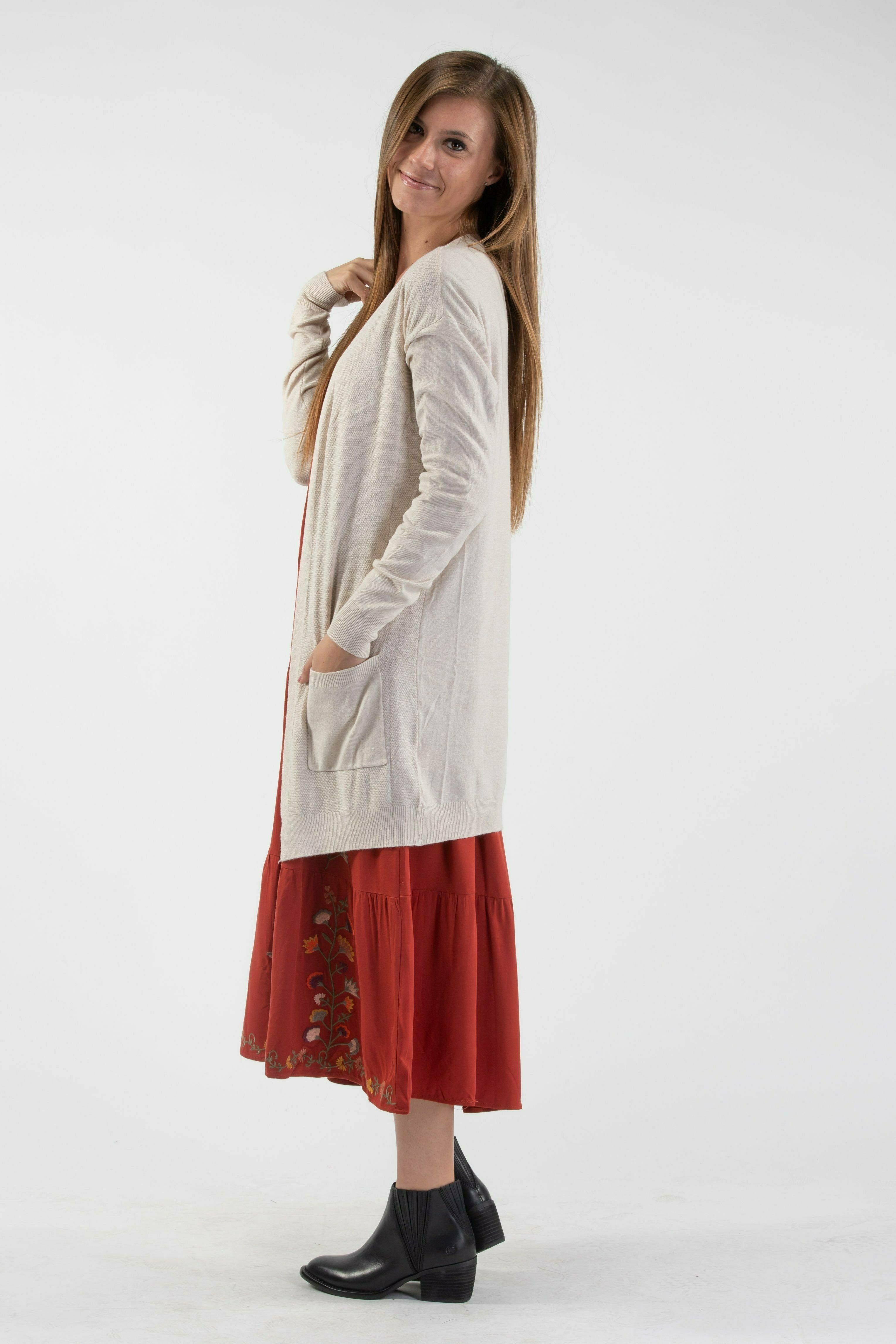 Cardigan Sweater - Soft Knit Cardigan High Gage - Oatmeal