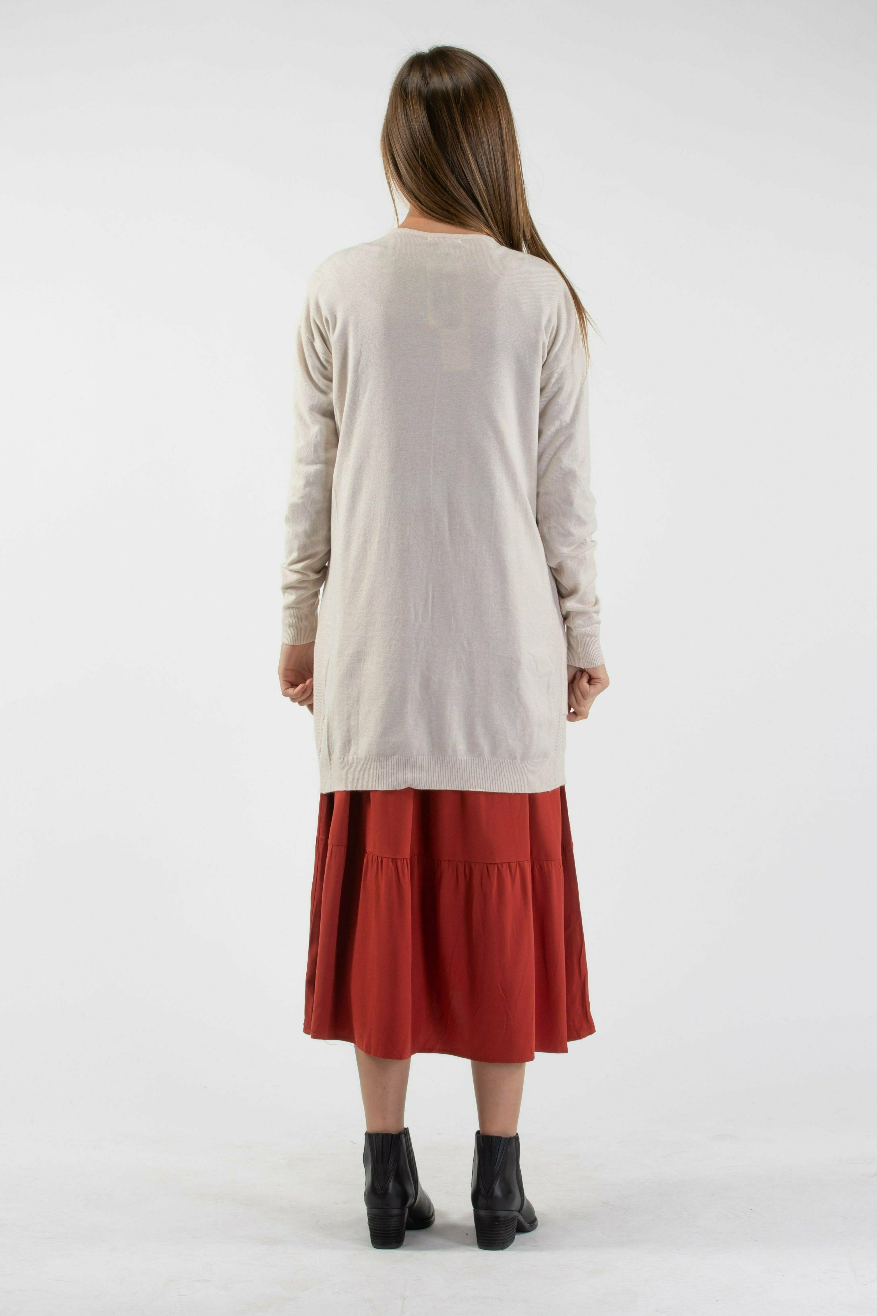 Cardigan Sweater - Soft Knit Cardigan High Gage - Oatmeal