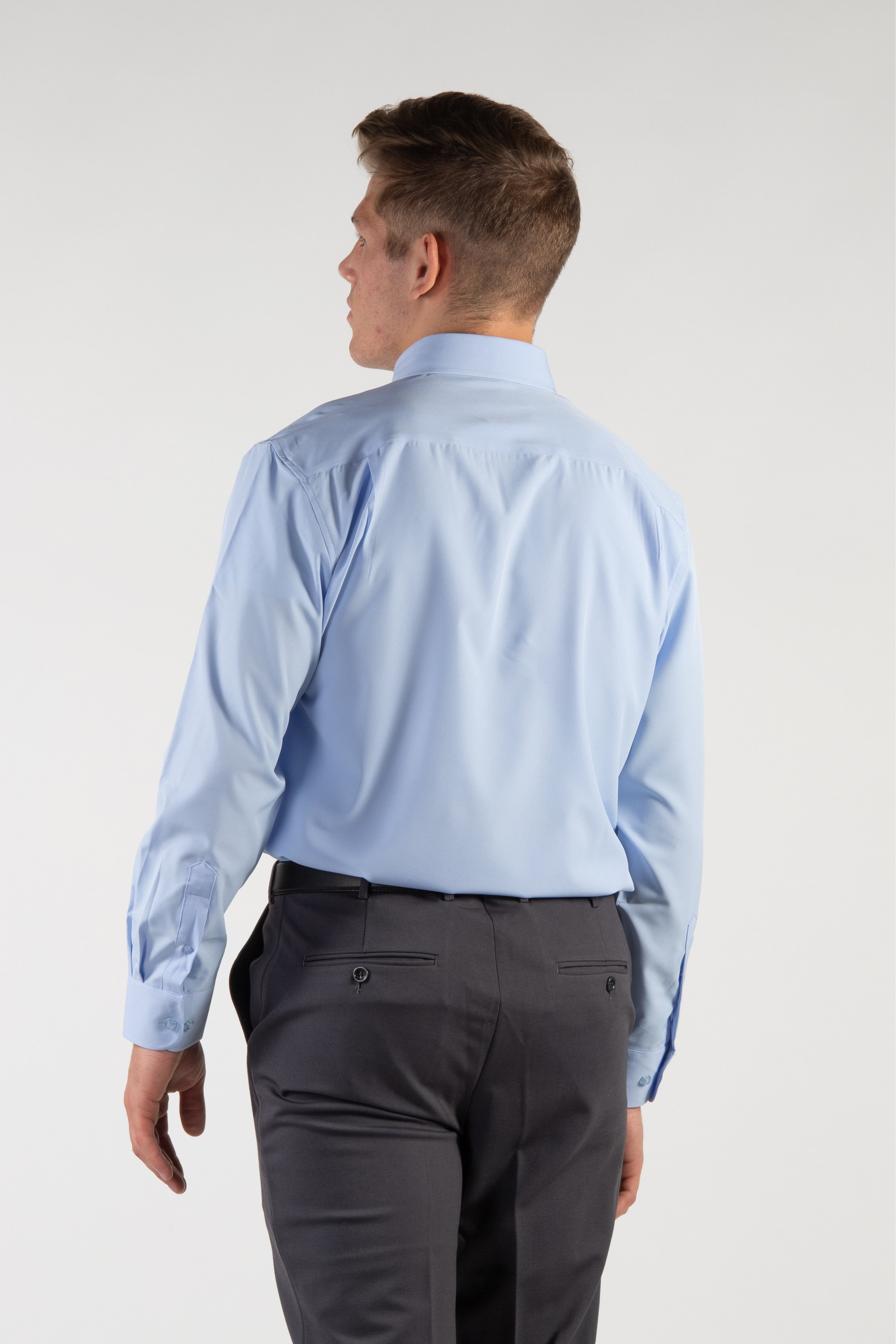 Robbins And Brooks Flex Shirt - Robbins & Brooks 4-Way Flex Blue Dress Shirt Long Sleeve