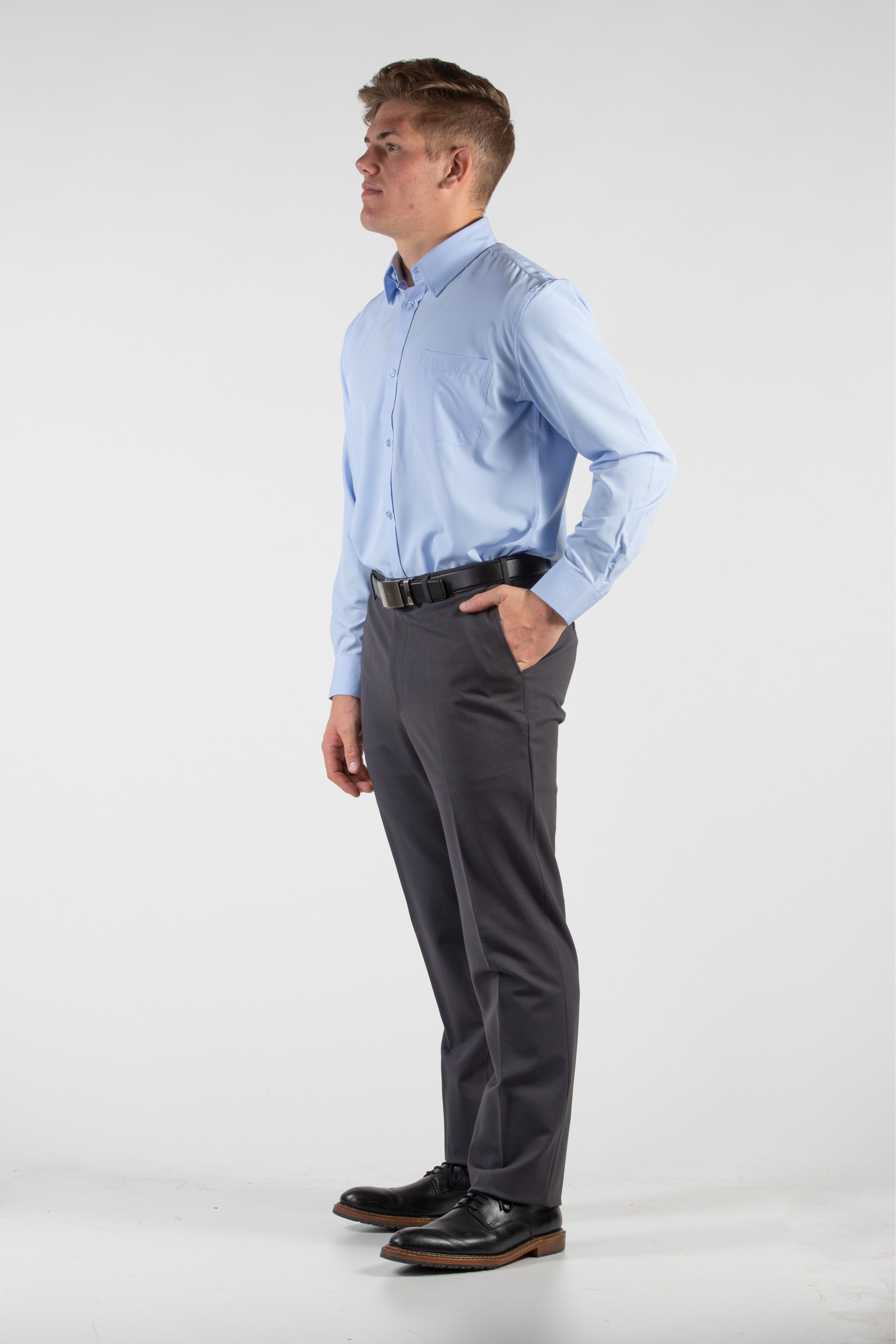 Robbins And Brooks Flex Shirt - Robbins & Brooks 4-Way Flex Blue Dress Shirt Long Sleeve