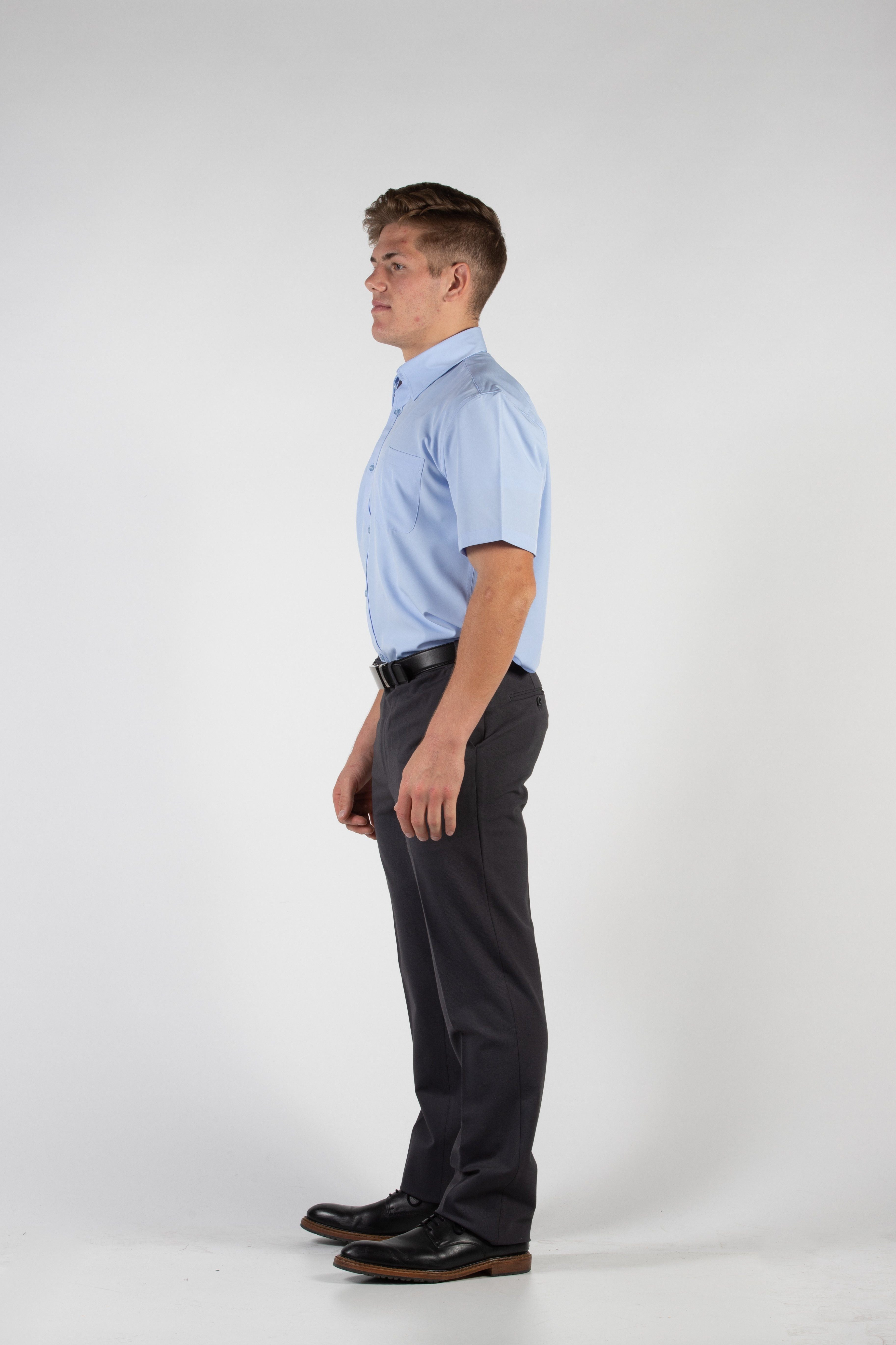 Robbins & Brooks Dress Shirt - Robbins & Brooks 4-Way Flex Blue Dress Shirt Short Sleeve